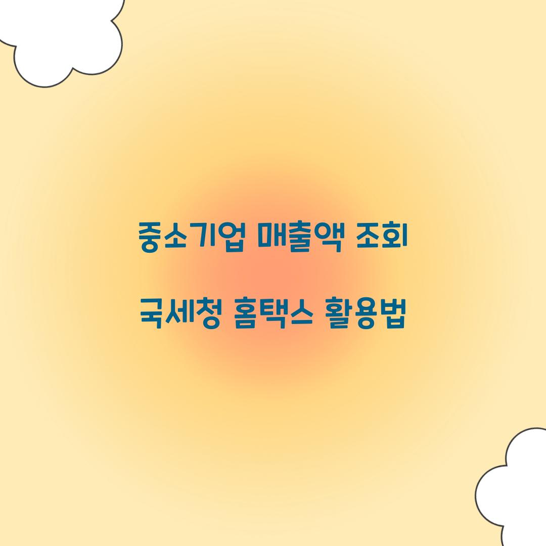 중소기업 매출액 조회 국세청 홈택스 활용법