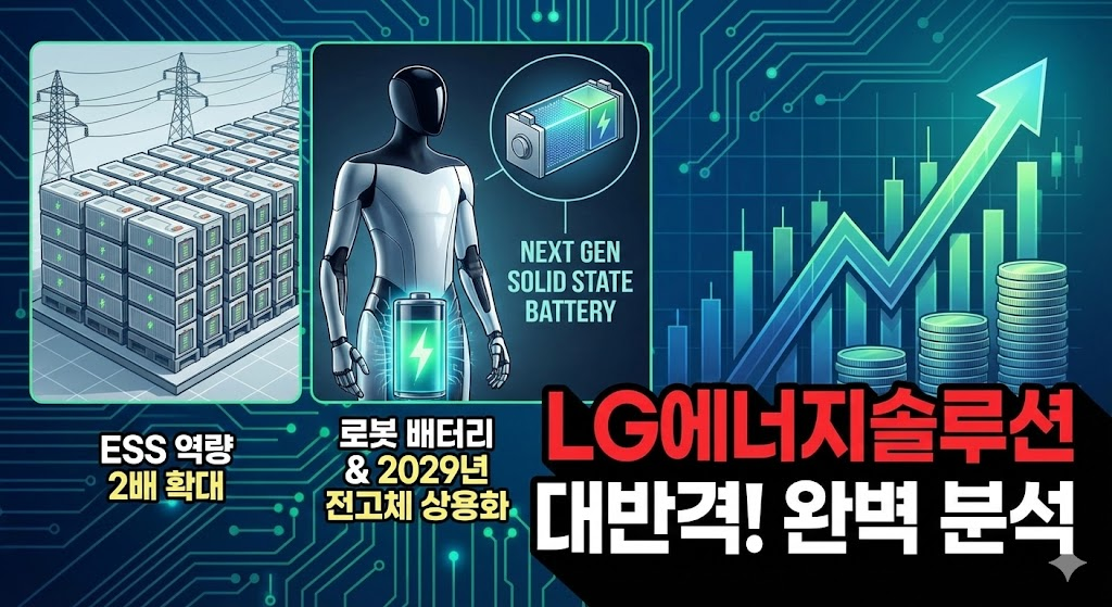 LG에너지솔루션 ESS, 로봇 배터리, 전고체 상용화 전략 및 전망 인포그래픽 썸네일.