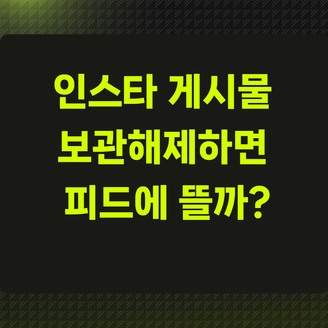 인스타 게시물 보관해제하면 피드에 뜰까?