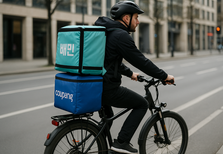 자전거 배달을 하는 남자