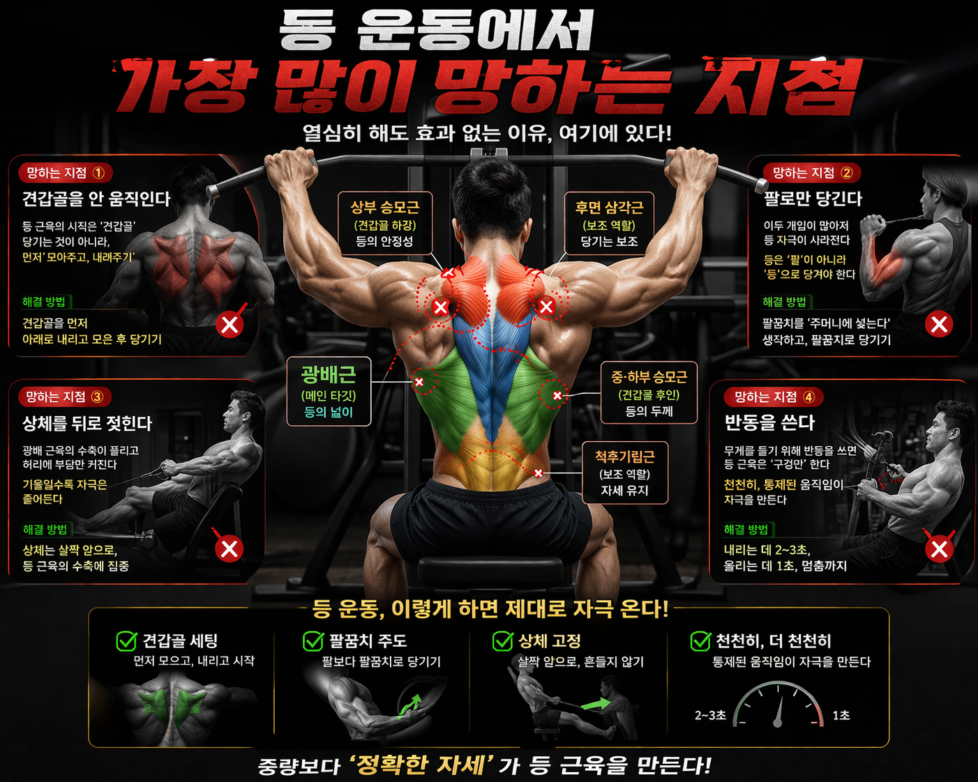 등 운동에서 가장 많이 망하는 지점