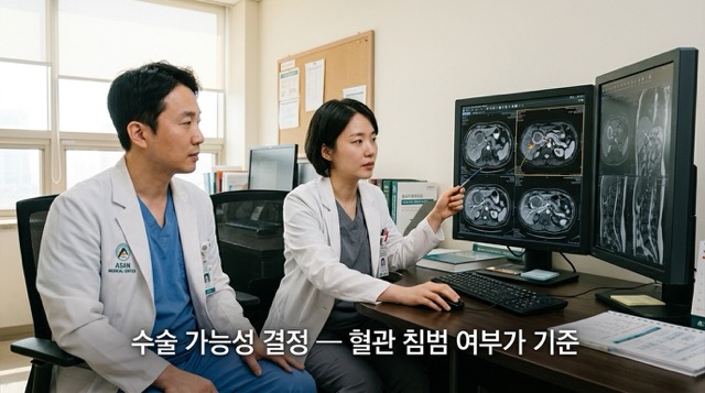 담도암 수술 가능 여부 혈관 침범 전이 판단 기준 이미지