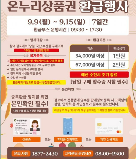 온누리상품권 환급행사 환급 방법 혜택