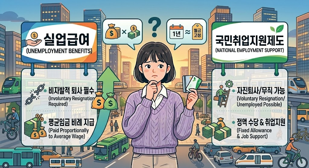 실업급여 vs 국민취업지원제도 완벽 비교! 퇴사 후 중복 수급 및 환승 꿀팁 총정리