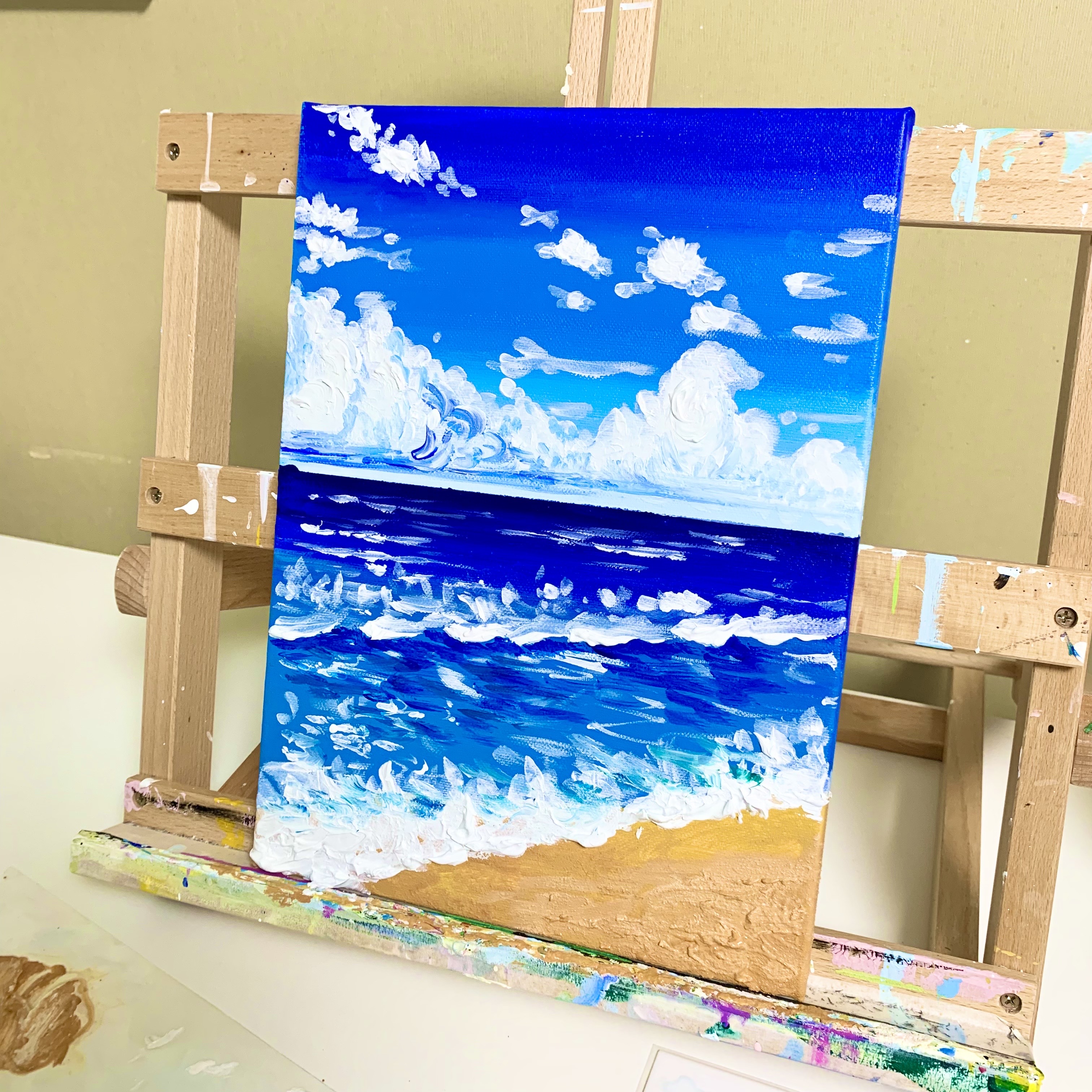 시원한 파도가 인상적인 아크릴화 그리기
