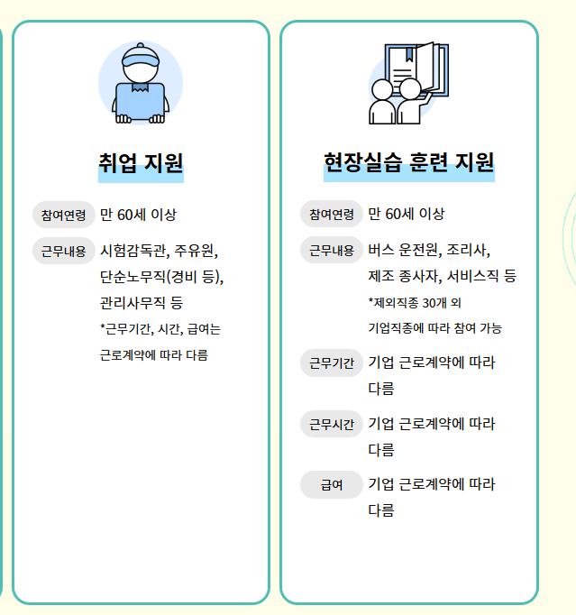 노인일자리 여기 홈페이지 종류
