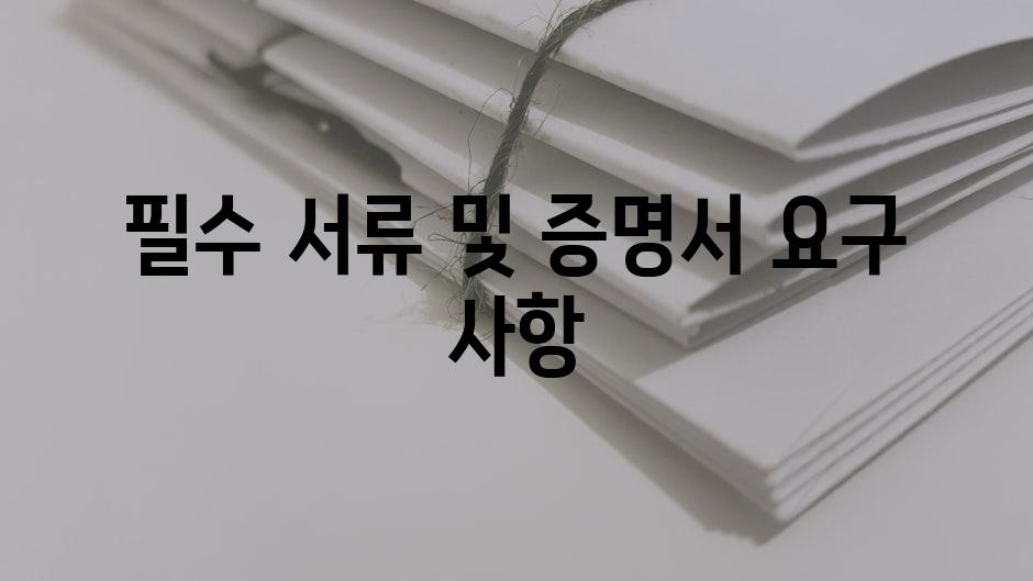 필수 서류 및 증명서 요구 사항