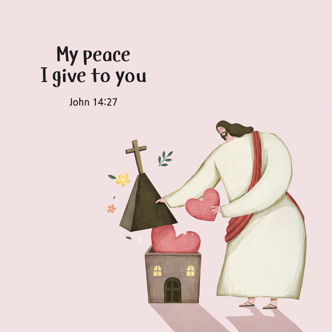 My peace I give to you. (John 14:27) by pieonane Daily Bible quote image
