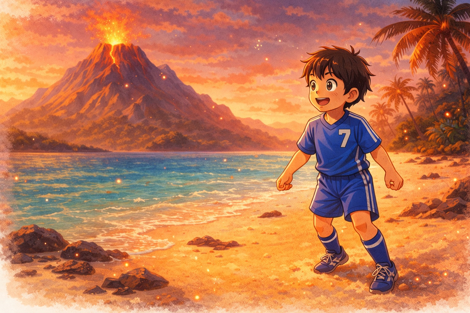 화산섬에 도착한 민준이