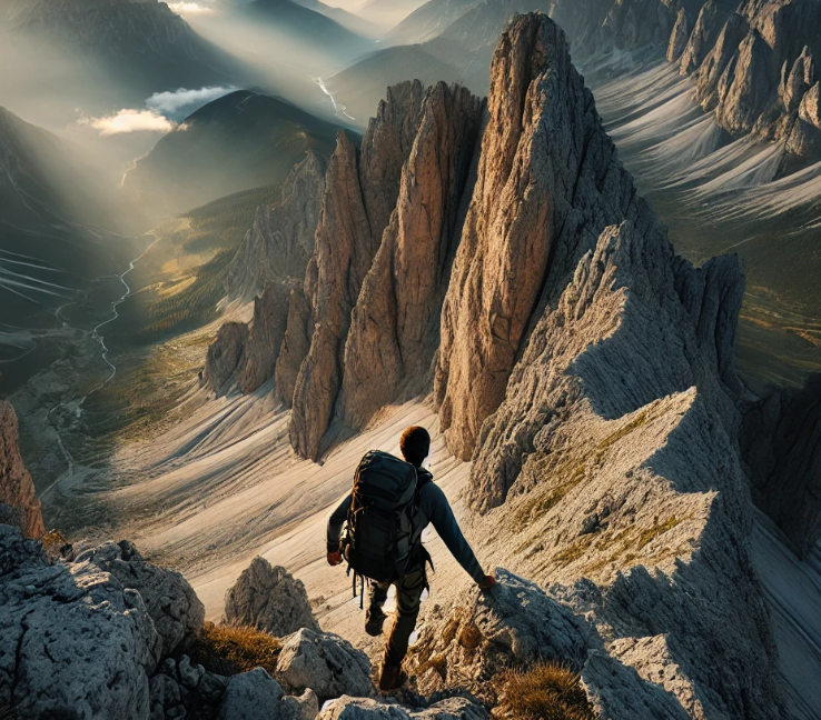 구름이 가득한 높은 산을 오르는 꿈