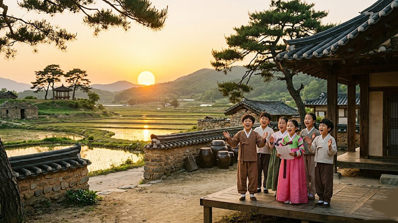 <img src="Children-singing-together-and-sharing-childhood-memories
.jpg" alt="어린이들이 함께 동요를 부르며 추억을 나누는 따뜻한 모습의 이미지">