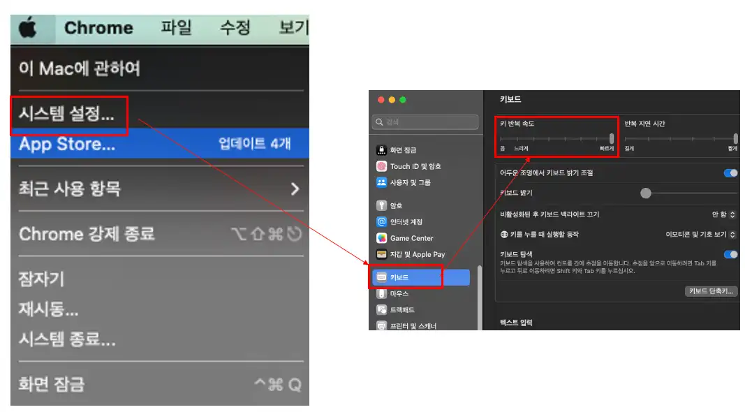 키 반복 속도 조절 방법 사진