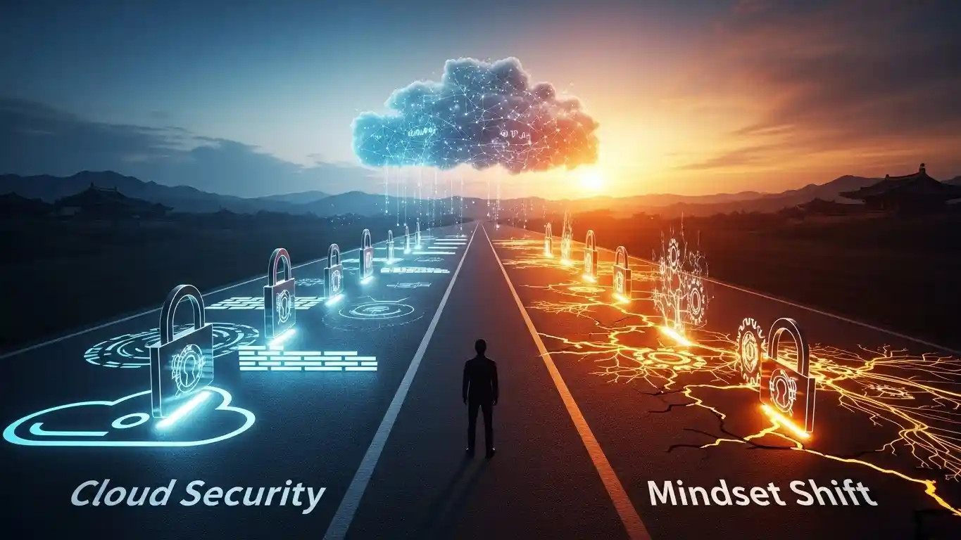 <img src="cloud_security_and_mindset_shift_crossroad.webp" alt="클라우드 환경 보안과 사고방식 전환의 기로를 상징하는 장면, 이미지 입니다">