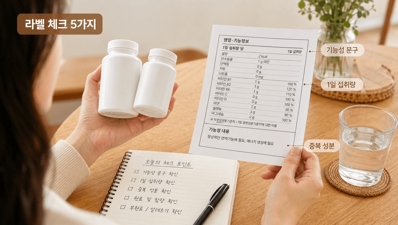 간 영양제 성분표 체크