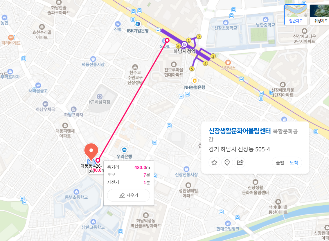 하남시청역 하우스원 입지, 위치, 지도