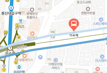 이수역에서 인천공항 리무진 공항버스(6019번) 지도 위치