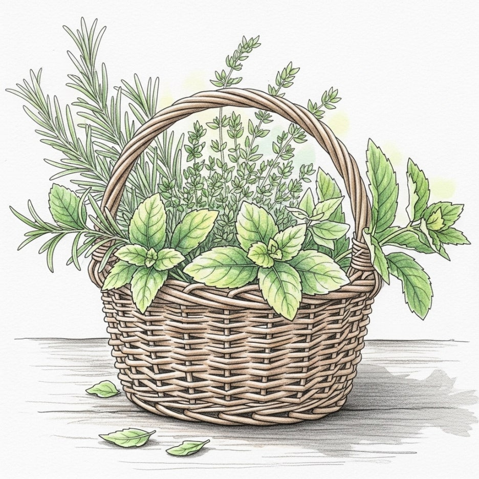 바구니에 정갈하게 담긴 싱싱한 봄 산나물