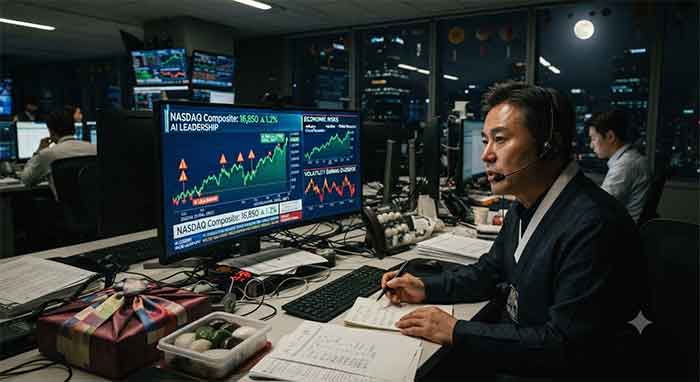 증권사에서 모니터를 보는사람.