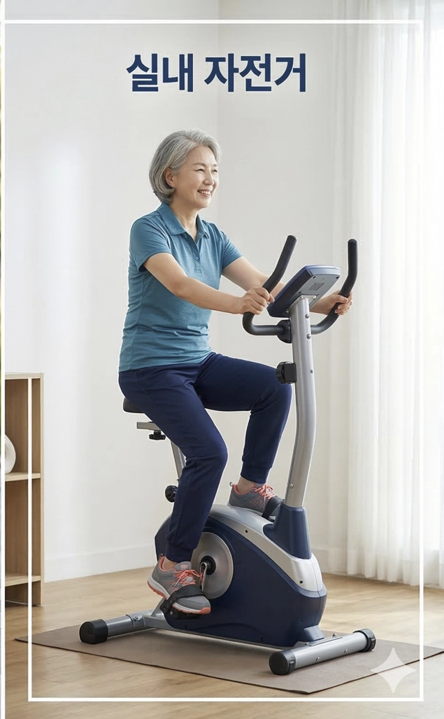 무릎관절 허벅지 근육 운동_실내자전기