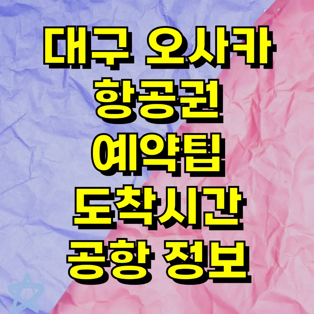 대구 오사카 항공권 예약팁 도착시간 공항 정보
