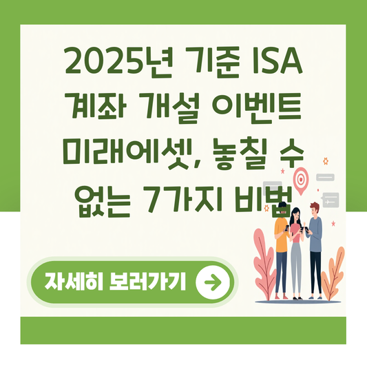 2025년 기준 ISA 계좌 개설 이벤트 미래에셋, 놓칠 수 없는 7가지 비법 관련 이미지 1