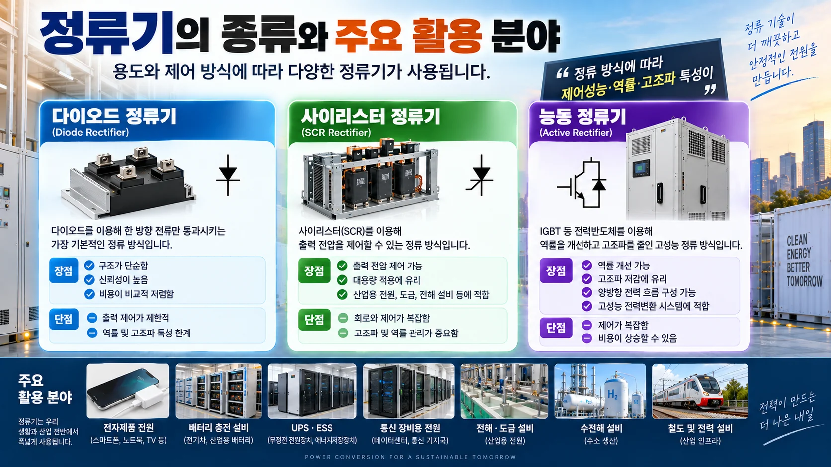 다이오드 SCR 능동 정류기 종류와 주요 산업 활용 분야