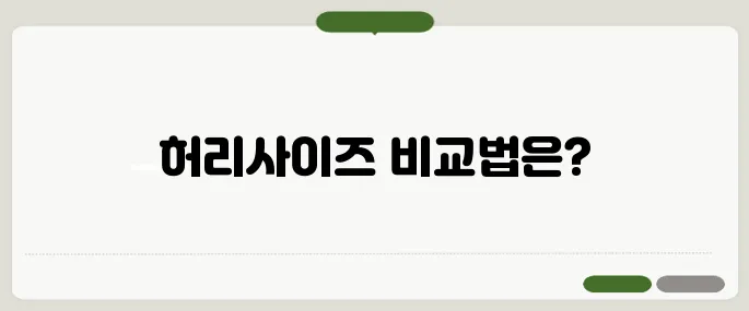 허리사이즈표 남녀 공용 인치·cm 비교