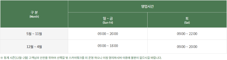케이블카 시간표