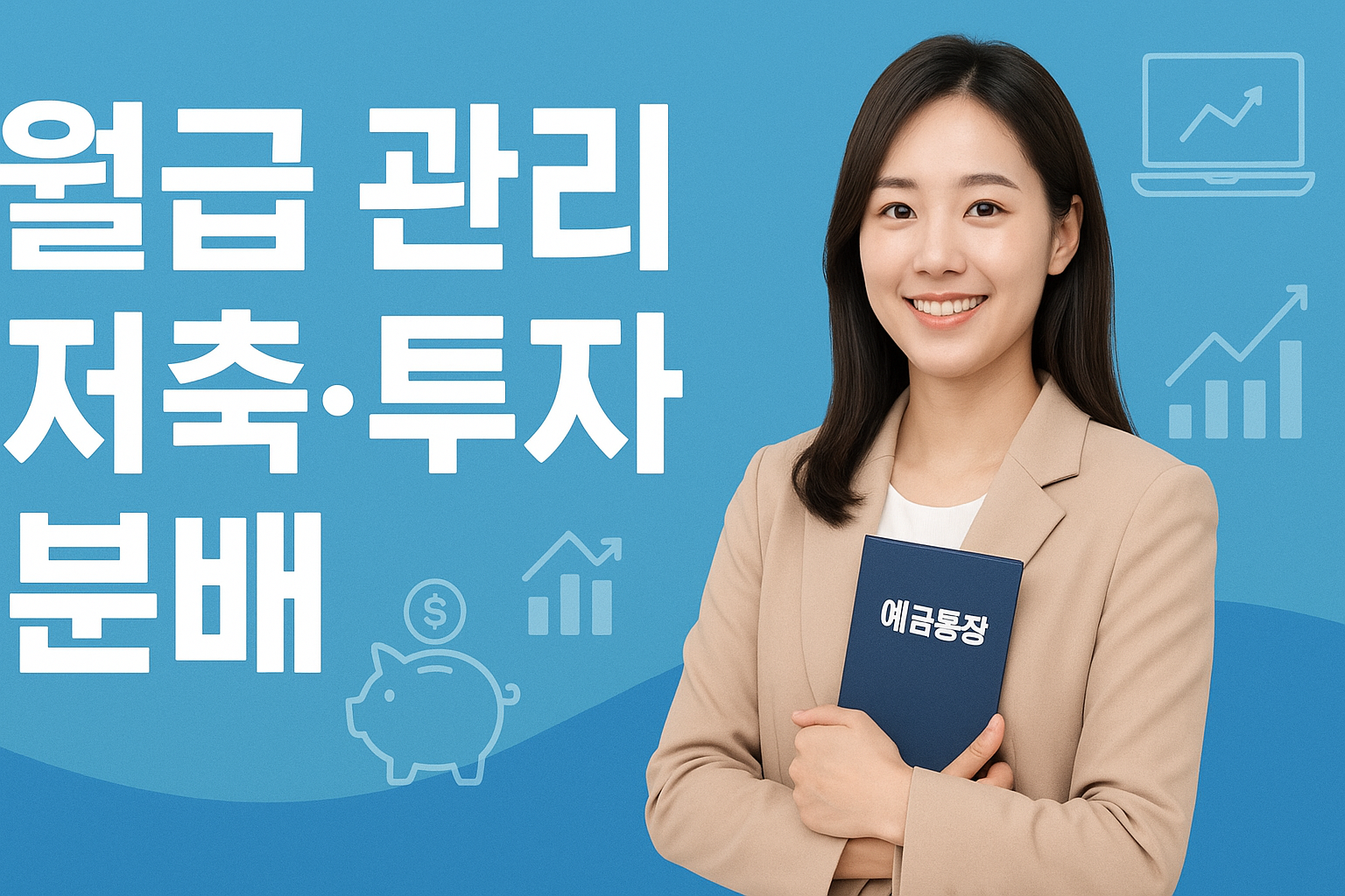 예금통장을 들고 있는 젊은 여성