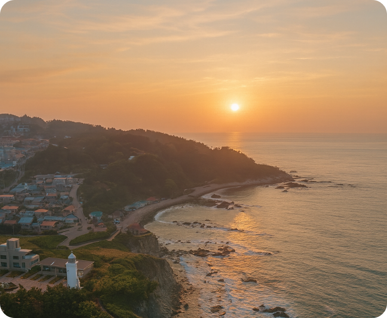 울진 죽변항 새해 일출 명소 AI 이미지