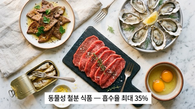 동물성 철분 많은 음식 5가지