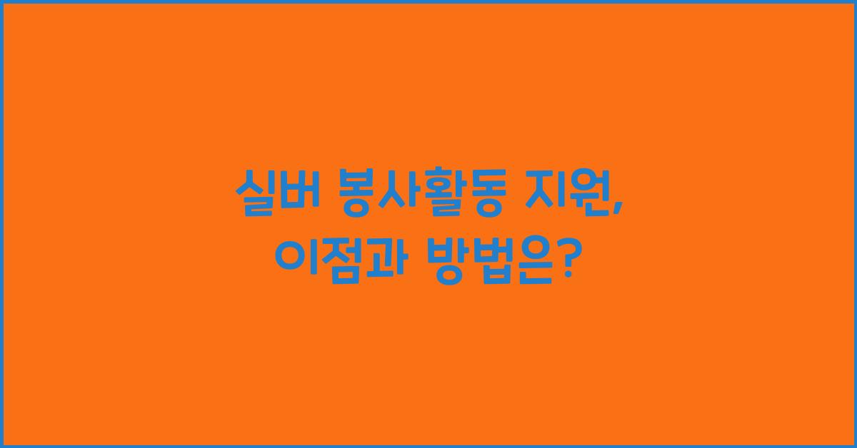 실버 봉사활동 지원