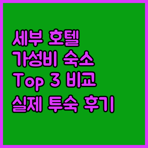 세부 호텔 추천 가성비 숙소 Top 