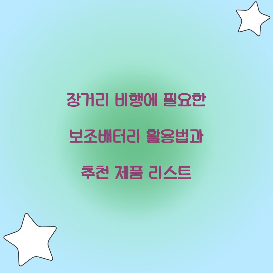 장거리 비행에 필요한 보조배터리 활용법