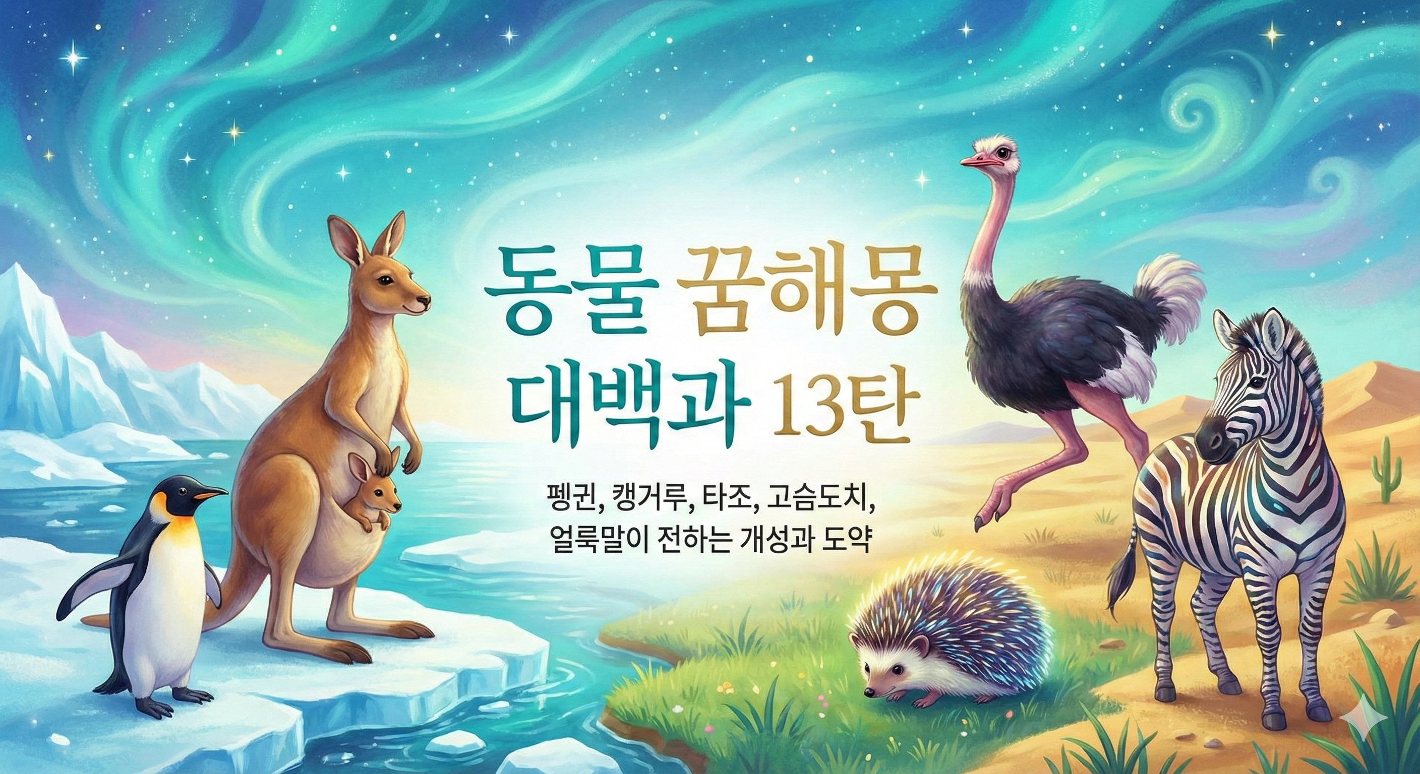 동물 꿈해몽 대백과 13탄_펭귄, 캥거루, 타조, 고슴도치, 얼룩말