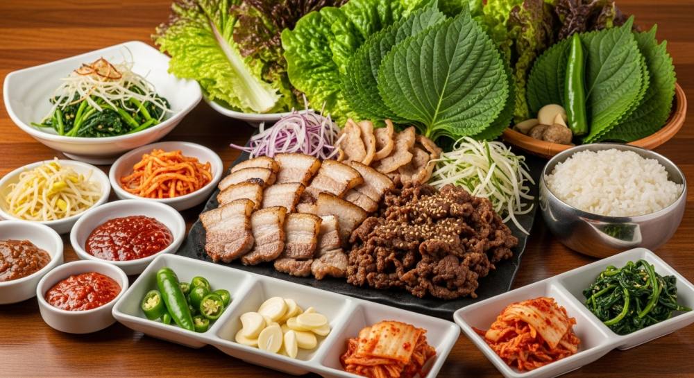 고기쌈밥정식 음식 사진