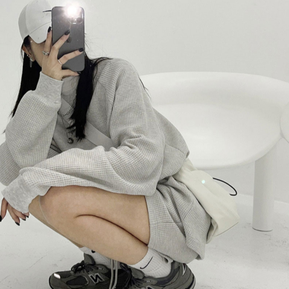 테니스운동복 긴팔 반바지 와플 여성 상하세트