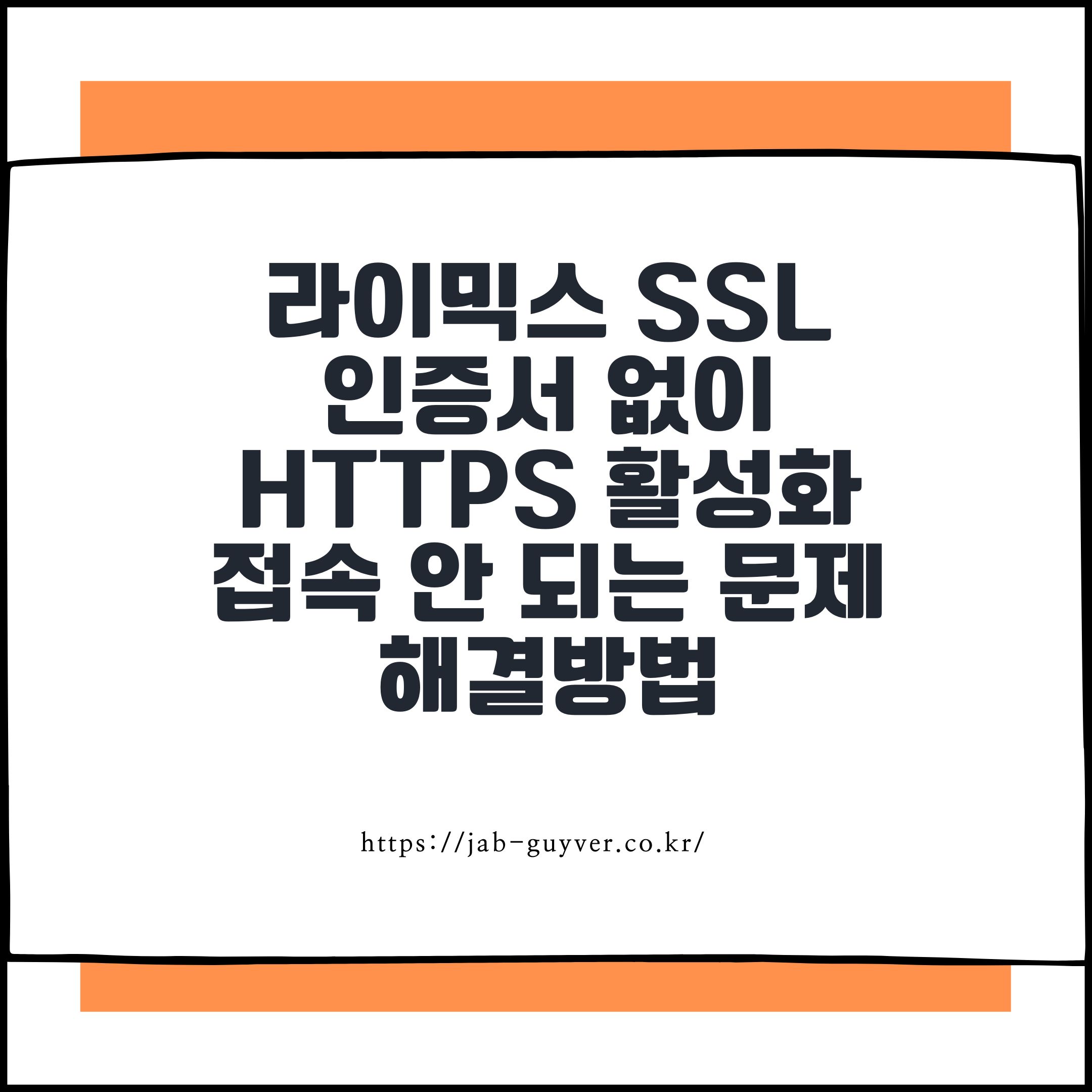 라이믹스 SSL 인증서 없이 HTTPS 활성화했을 때 접속 안 되는 문제 해결방법
