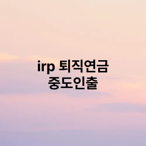 irp 퇴직연금 중도인출