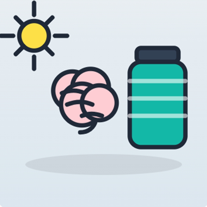 아침 단백질 쉐이크와 뇌&mdash;집중&middot;각성 상징 일러스트