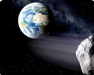 소행성 충돌을 암시하는 지구 근접 천체의 모습