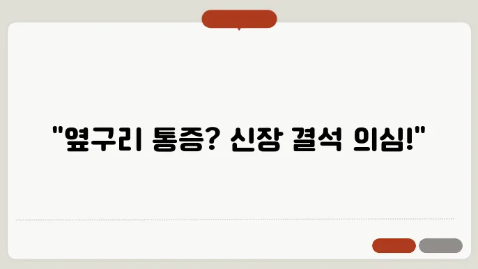 신장 결석 증상과 치료법, 극심한 옆구리 통증 해결
