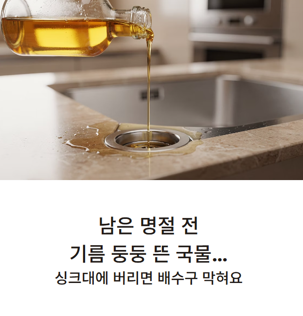 싱크대에 기름붓는 이미지