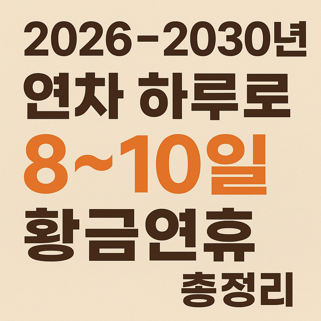 2026~2030년, 연차 하루로 만드는 8~10일 황금연휴 총정리