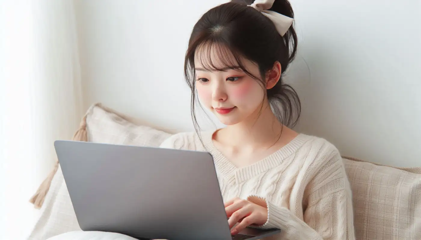 코인원-이벤트-에어드롭-받는법을-알아보는-여성의-모습