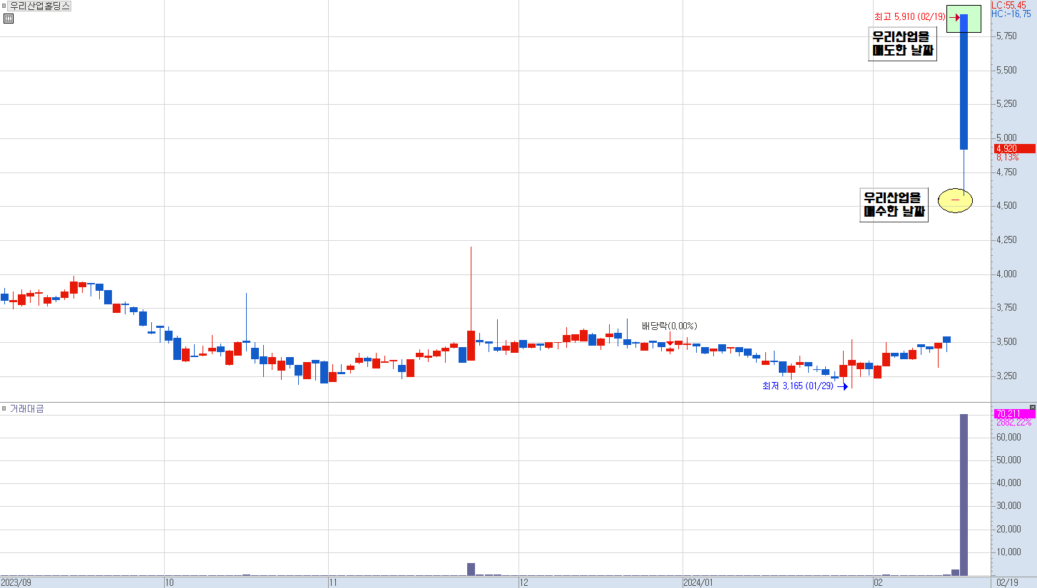 우리산업홀딩스 일봉 차트