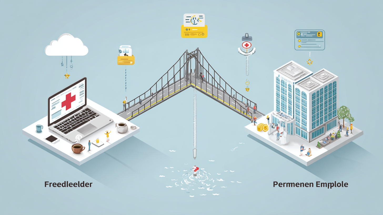 직장과 4대보험이 연결된 일러스트