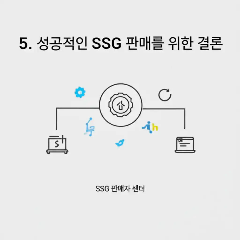 SSG 판매자 센터: 5. 성공적인 SSG 판매 결론. 핵심 전략과 성장 방향을 시각적으로 요약.