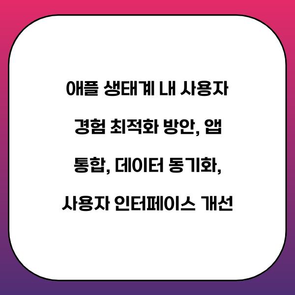 애플 생태계 내 사용자 경험 최적화 방안