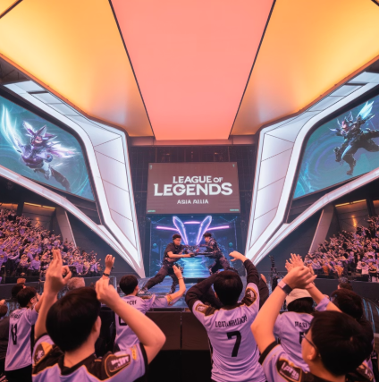 2025 League of Legends Asia Invitational tournament poster featuring participating regions and championship trophy